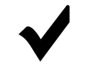Black check mark isolated on white background for approval