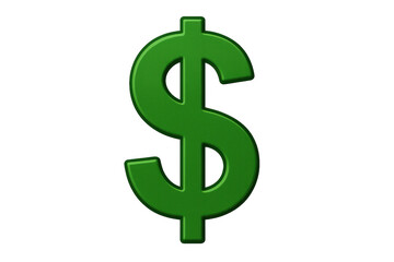 Obraz premium Green dollar sign symbol representing currency, wealth, finance, and success on a transparent background