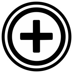 Fototapeta premium Simple circular add button with plus sign and medical cross symbol flat vector icon