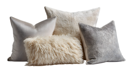 Neutral Tone Decorative Pillows, isolated on transparent background