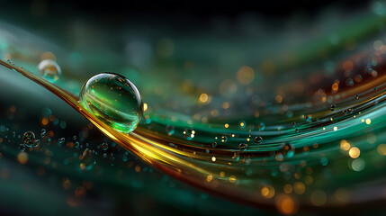 Avocado oil droplets glowing abstract mock-up surreal culinary concept fantasy food design illuminated healthy oil generated ai