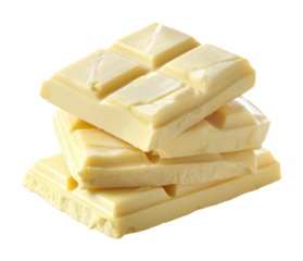Delicious white chocolate bars kitchen food bright isolated on transparent background