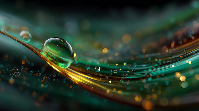 Avocado oil droplets glowing abstract mock-up surreal culinary concept fantasy food design illuminated healthy oil generated ai