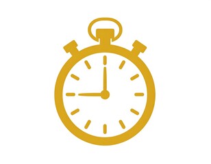 Gold-colored analog stopwatch icon against white background