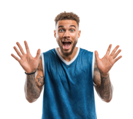 Exciting basketball celebration court sports dynamic isolated on transparent background