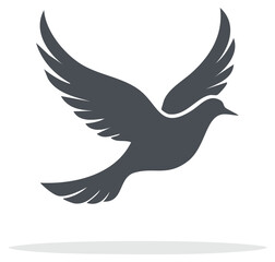 Obraz premium Dove Soaring Silhouette Against White Symbolizing Hope and Peace