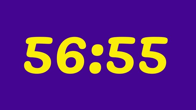 Countdown timer from 57 minute to 56 minute on purple background