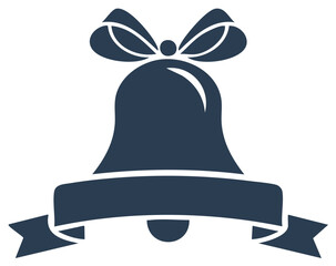 Blue bell decoration for holiday celebration with ribbon decoration icon vector