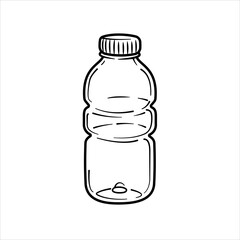Plastic Bottle Outline on White, Minimalist Design, Clean and Simple