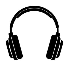 Black and white vector silhouette of Headphones icon
