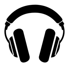 Black and white vector silhouette of Headphones icon