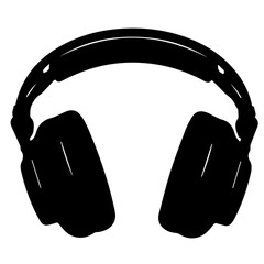 Black and white vector silhouette of Headphones icon
