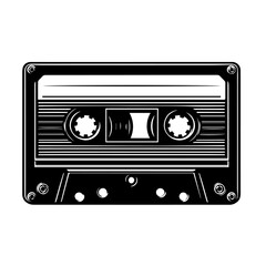 Black and white vector silhouette of Cassette Tape

