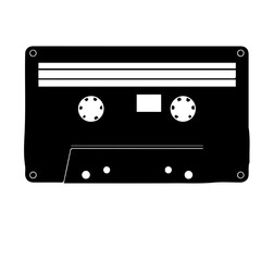Black and white vector silhouette of Cassette Tape
