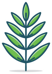 Naklejka premium Vibrant Green Stylized Leafy Branch Minimalist Vector Illustration