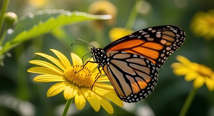 Monarch Butterfly on Yellow Flower