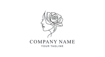 Elegant Woman with Rose - A Minimalist Beauty Logo Design.