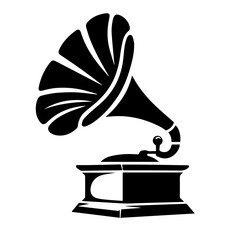 Black and white vector silhouette of Gramophone icon