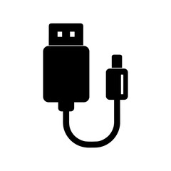 Simple micro usb silhouette vector clean design for electronic connector and mobile accessory illustration