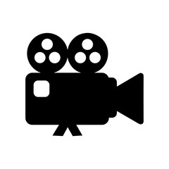 Minimal movie camera silhouette vector clean design for video shooting and entertainment equipment concept