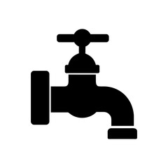 Minimal tap valve silhouette vector clean design for pipe system engineering and home plumbing concept
