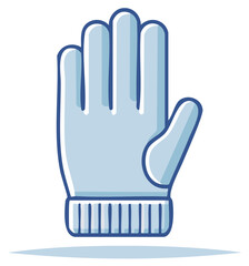 Obraz premium Winter knit gloves in light blue color, cartoon style