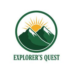 Fototapeta premium Explorer's Quest: Adventure and Outdoor Travel Logo Mountain Expedition and Nature Tourism Branding Badge