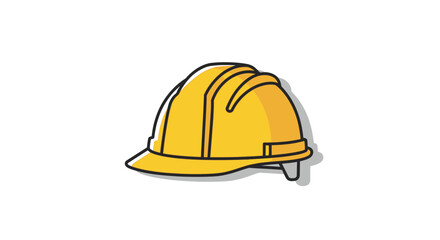Bright yellow hard hat construction safety equipment icon for industrial sites and diy projects isolated on white background