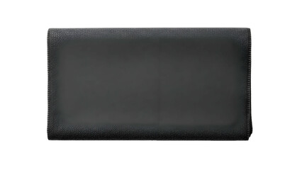 Simple dark gray leather folded item centered against a black background