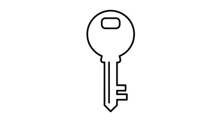 Simple line drawing of a classic skeleton key for security and access concepts isolated on white background