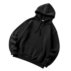 Stylish black hooded sweatshirt mockup for branding and apparel design projects, ready for customization