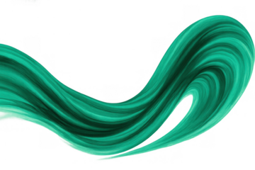Abstract flowing teal green paint stroke creating dynamic design element with colorful textured waves on transparent background