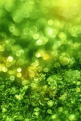 Vibrant Green Glitter Bokeh Background