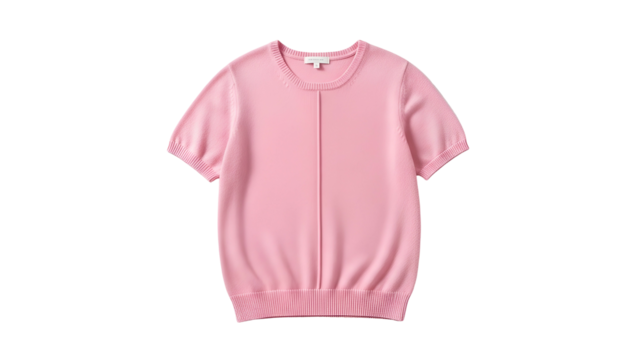 Plain pink short sleeve knitwear item isolated on a dark background