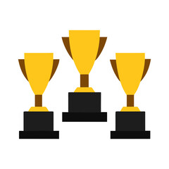 Golden trophies vector illustration achievement award icon set vector