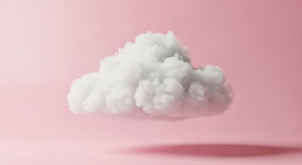 Naklejka premium Dreamy Smooth Cloud Object On Pink Pastel Background For Art Creation