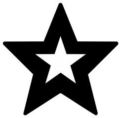 Fototapeta premium Modern graphic illustration of a black star with a white star inside representing quality rating or favorite icon