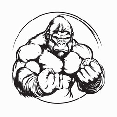 Powerful Gorilla with Big Muscles Vector isolated on white background