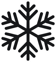 Obraz premium Simple Geometric Black Snowflake Icon Silhouette for Winter Cold Season Design