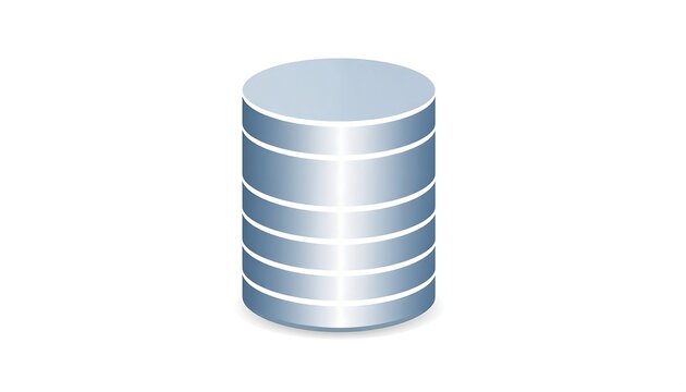 Isometric 3D illustration of a cylindrical database symbol