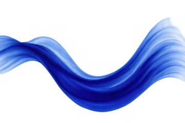 Abstract blue liquid wave, dynamic fluid flow, ink and paint brush stroke, flowing water lines on transparent background