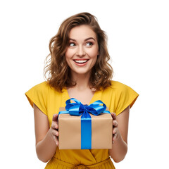 young woman with gift box