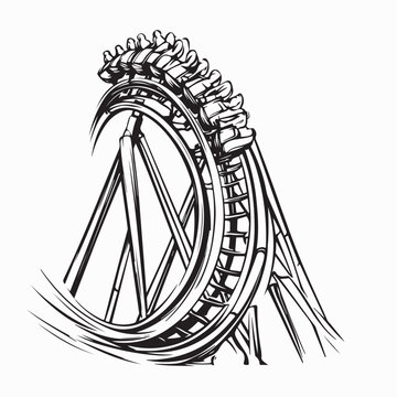 Thrilling Roller Coaster Ride Vector Art isolated on white background