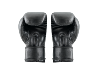 Black leather boxing gloves isolated on black background, Isolated On White Background, Png Transparent