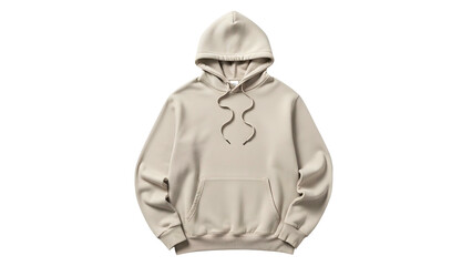 Obraz premium Plain beige colored pullover garment with hood displays against a solid dark background