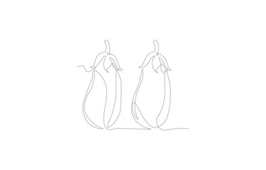 One Line Art Eggplant with Leaves – Modern Organic Food Vector Illustration EPS
