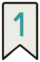 Number one on a swallowtail pennant banner. First place, winner, and achievement symbol icon.