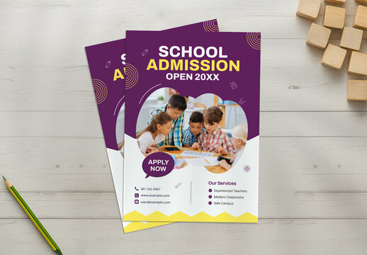 Modern Kindergarten & Junior School Admission Flyer Template