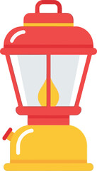 Retro camping lantern flame light outdoor adventure gear vector