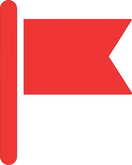 Vibrant red flag waving signal icon simple flat design vector